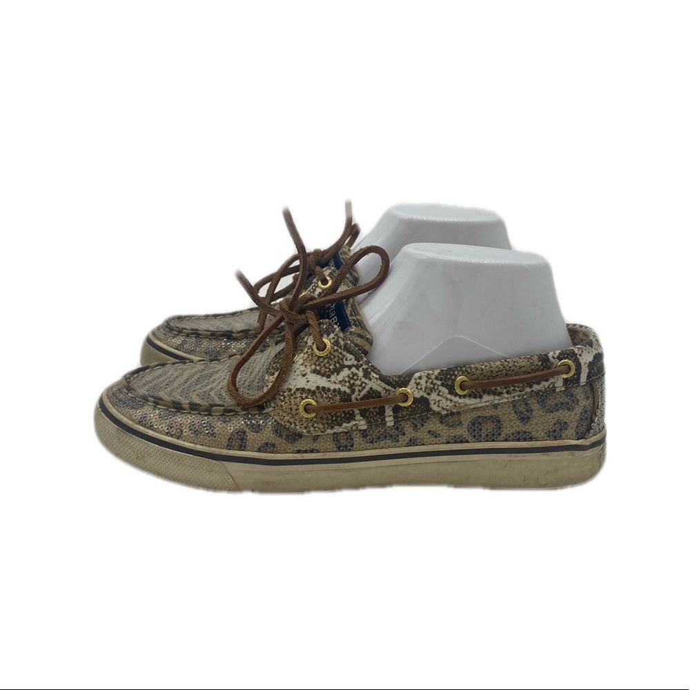 Sperry Leopard Print Clear Sequin Classic Boat Sh… - image 1